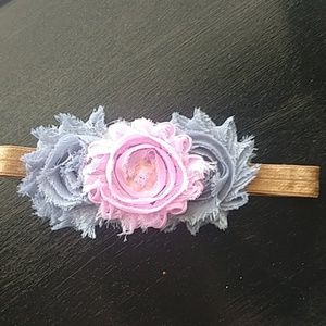 Grey and pink baby girl head band